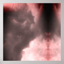 Demon en een draak vechten in de rode hemel