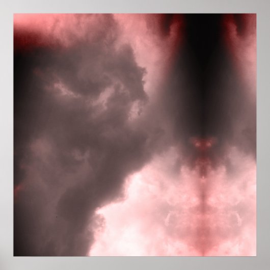 Demon en een draak vechten in de rode hemel poster (Voorkant)