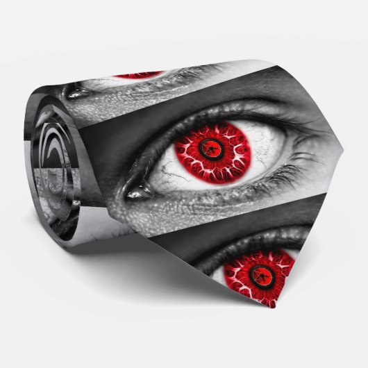 Demon Eye Brushed Graphic Print Neck Tie Stropdas (Opgerold)