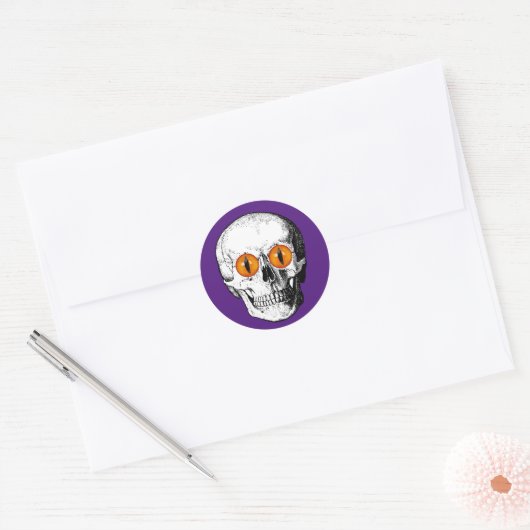 Demon Eyed Skull Ronde Sticker (Envelop)