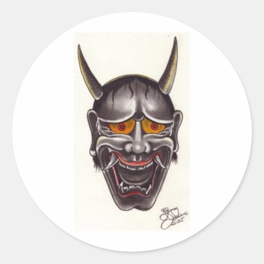 Demon Face Ronde Sticker (Voorkant)
