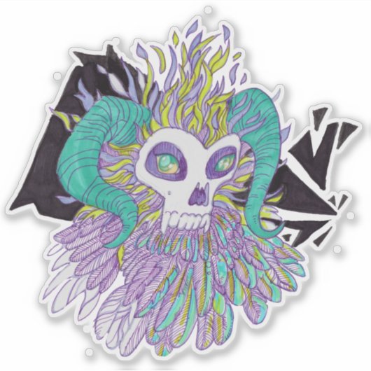 Demon Feathers Spooky Monster Sticker (Voorkant)