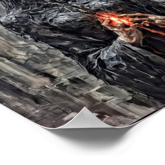 Demon geest houden brandend hart poster (Hoek)