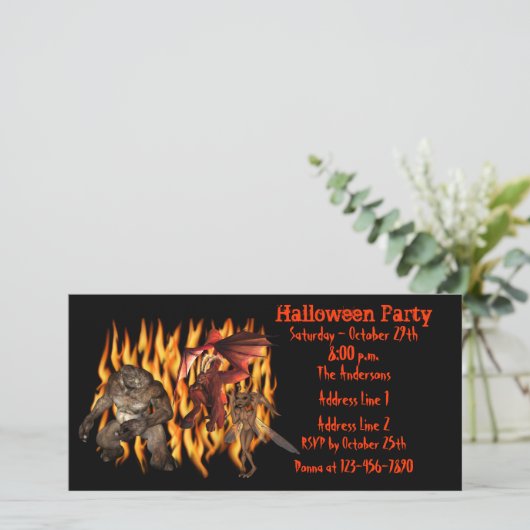 Demon Goblin Ogre Halloween Party Invite (Staand voorkant)