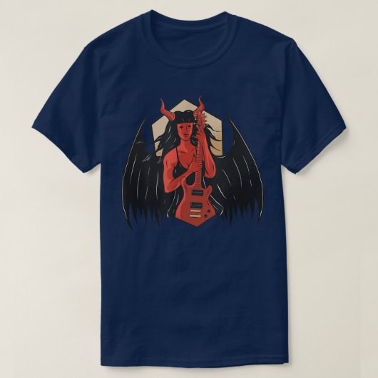 Demon Hell Lucifer Devil Evil Underworld Guitar Mu T-shirt (Design voorkant)