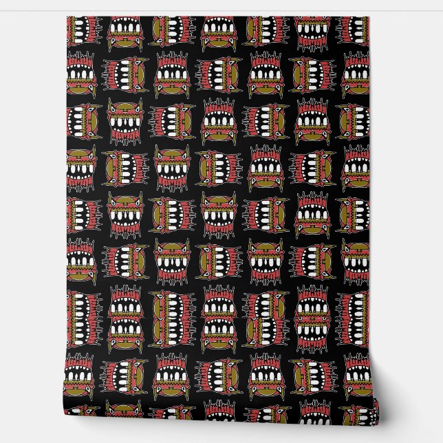 Demon hoofd hand getekend gekleurde geïsoleerde il behang (Afrollen)