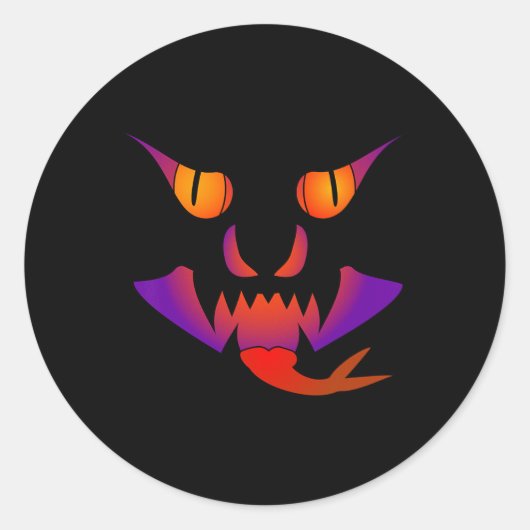 Demon Jack O Lantern Ronde Sticker (Voorkant)