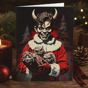 Demon Kerstman Gotische Horror Griezelijke Kerst Feestdagenkaart