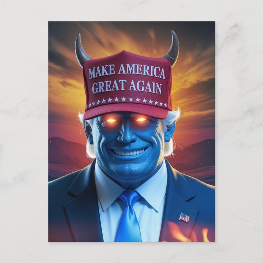 Demon Man in een rood Pet Briefkaart (Voorkant)