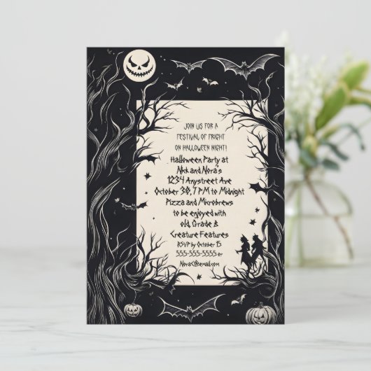 Demon Moon Halloween Party Kaart (Staand voorkant)