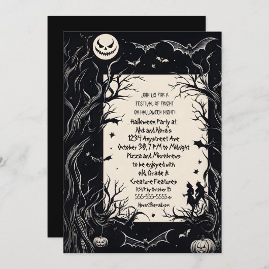 Demon Moon Halloween Party Kaart (Voorkant / Achterkant)