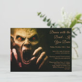 Demon Night Halloween Costume Party Invitation Kaart (Staand voorkant)