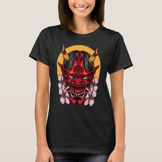 Demon Oni Masker met Sakura T-shirt (Voorkant)