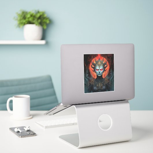 Demon Queen Dark Goddess Fantasy Art Sticker (Laptop op bureau)