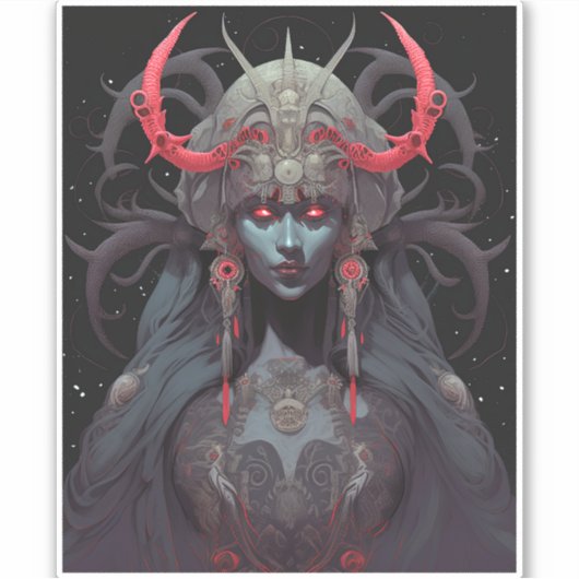 Demon Queen Fantasy Kunst Sticker (Voorkant)