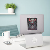Demon Queen Fantasy Kunst Sticker (Laptop op bureau)