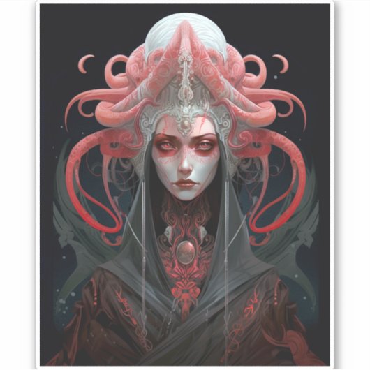 Demon Queen Fantasy Kunst Sticker (Voorkant)