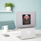 Demon Queen Fantasy Kunst Sticker (Laptop op bureau)