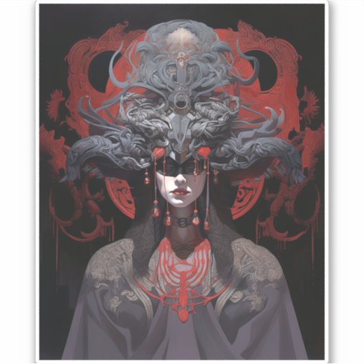 Demon Queen Fantasy Kunst Sticker (Voorkant)