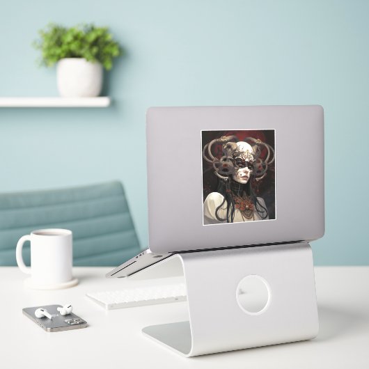 Demon Queen Fantasy Kunst Sticker (Laptop op bureau)