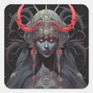 Demon Queen Fantasy Kunst Vierkante Sticker