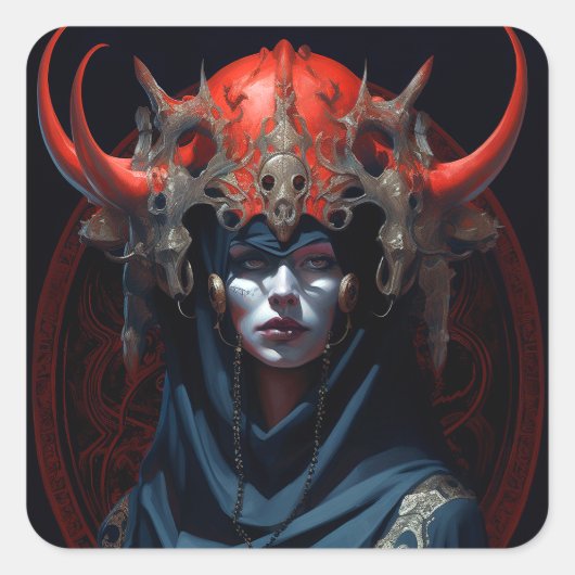 Demon Queen Fantasy Kunst Vierkante Sticker (Voorkant)