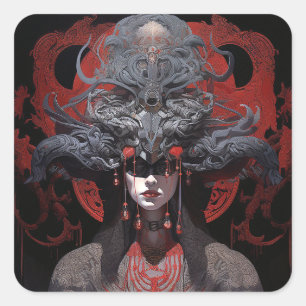 Demon Queen Fantasy Kunst Vierkante Sticker