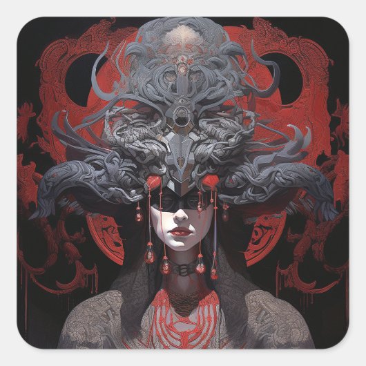 Demon Queen Fantasy Kunst Vierkante Sticker (Voorkant)