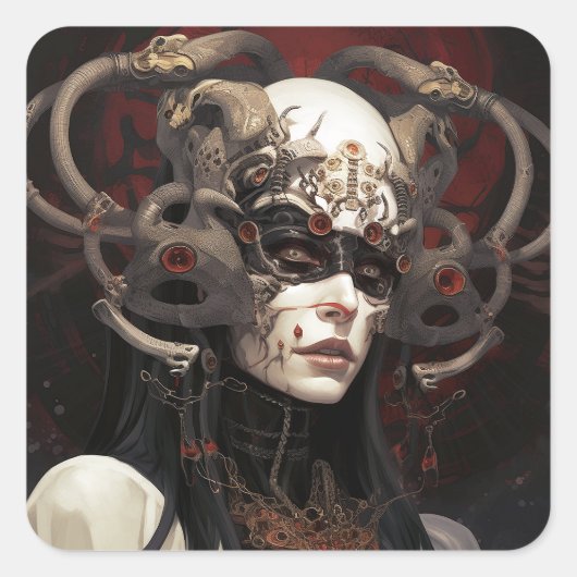 Demon Queen Fantasy Kunst Vierkante Sticker (Voorkant)