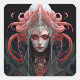 Demon Queen Fantasy Kunst Vierkante Sticker