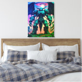 Demon Roboter mit Flügel bei einem UFO Canvas Afdruk (Insitu (Slaapkamer))