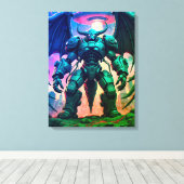 Demon Roboter mit Flügel bei einem UFO Canvas Afdruk (Insitu (Houten vloer))