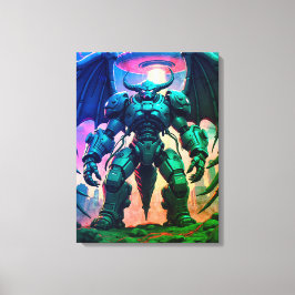 Demon Roboter mit Flügel bei einem UFO Canvas Afdruk