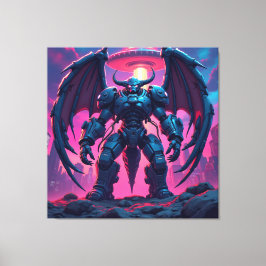 Demon Roboter mit Flügel bei einem UFO Canvas Afdruk