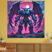 Demon Roboter mit Flügel bei einem UFO Canvas Afdruk (Insitu (Woonkamer))