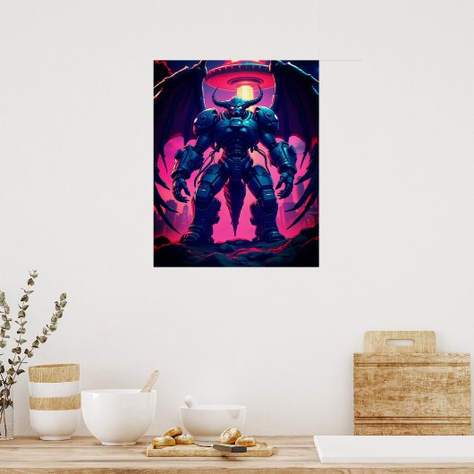 Demon Roboter mit Flügel bei einem UFO Poster (Keuken)