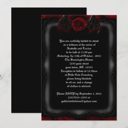 Demon Roos omgeven Gothic bruiloft uitnodigingen (Voorkant / Achterkant)