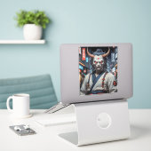 Demon Samurai Sticker (Laptop op bureau)