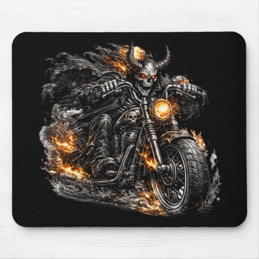 Demon Schedel Biker Motorfiets Muismat (Voorkant)