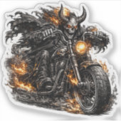 Demon Schedel Biker Motorfiets Sticker (Voorkant)