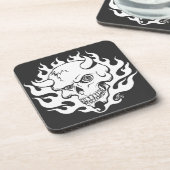 Demon schedel in vlammen bier onderzetter (Linkerzijde)