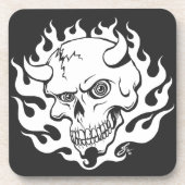 Demon schedel in vlammen bier onderzetter (Voorkant)