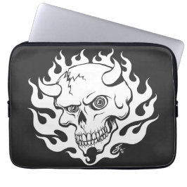 Demon schedel in vlammen laptop sleeve