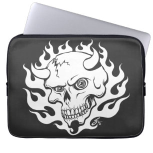 Demon schedel in vlammen laptop sleeve