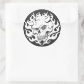 Demon schedel in vlammen ronde sticker (Tas)