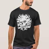 Demon schedel in vlammen t-shirt (Voorkant)