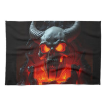 Demon Schedel Troon Halloween Keukenhanddoek