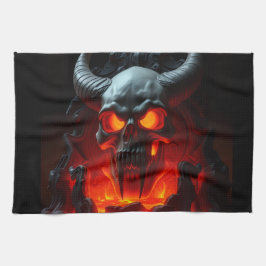 Demon Schedel Troon Halloween Keukenhanddoek