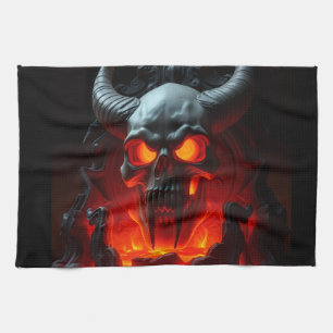 Demon Schedel Troon Halloween Keukenhanddoek
