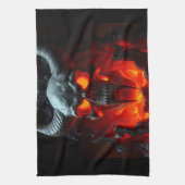 Demon Schedel Troon Halloween Keukenhanddoek (Verticaal)